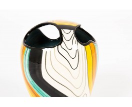 Vase en ceramique multicolore 1960