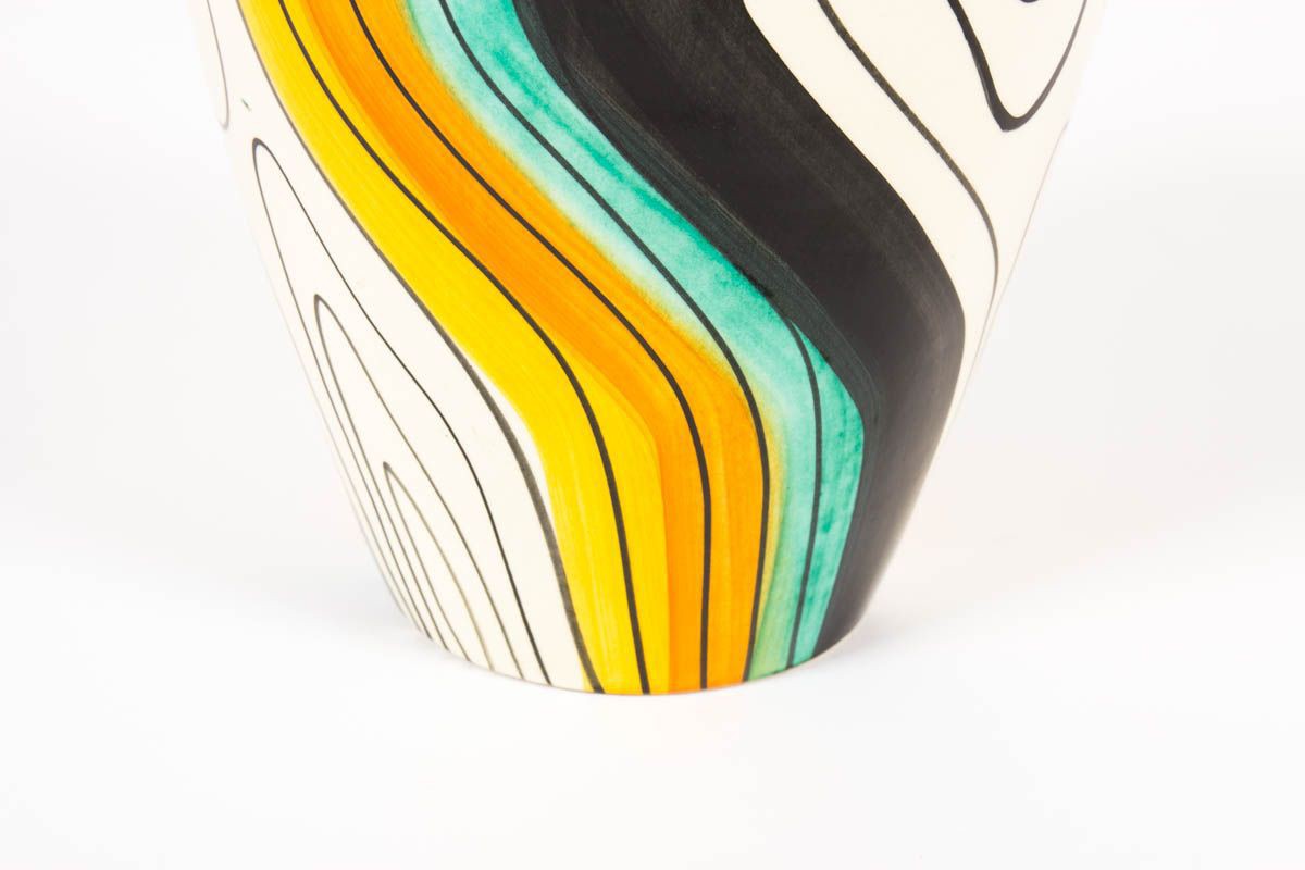 Vase en ceramique multicolore 1960