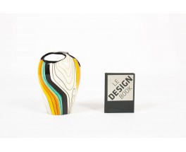 Vase en ceramique multicolore 1960