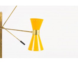 Lampadaire en laiton 3 bras diffuseurs colores design contemporain italien