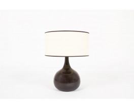 Lampe en ceramique marron abat-jour beige 1950