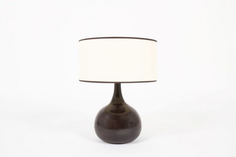 Lampe en ceramique marron abat-jour beige 1950