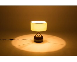 Lampe en ceramique marron abat-jour beige 1950