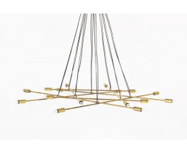 Suspension 16 feux en laiton design contemporain italien