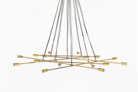 Suspension 16 feux en laiton design contemporain italien