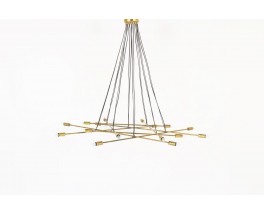 Suspension 16 feux en laiton design contemporain italien