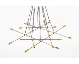 Suspension 16 feux en laiton design contemporain italien