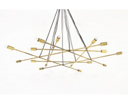 Suspension 16 feux en laiton design contemporain italien