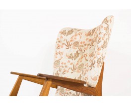 Fauteuils en chene tissu beige et rose pale 1950 set de 2