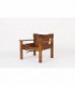Fauteuil Bernt Petersen en pin et cuir patine marron design danois 1970