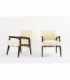 Fauteuils en hetre et tissu poil blanc imitation agneau de Mongolie 1950 set de 2