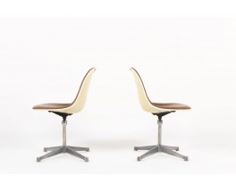 Chaises Charles et Ray Eames skai marron edition Herman Miller 1960 set de 2