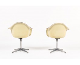 Fauteuils Charles et Ray Eames skai marron edition Herman Miller 1960 set de 2