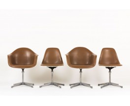 Fauteuils Charles et Ray Eames skai marron edition Herman Miller 1960 set de 2