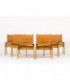 Chaises Afra et Tobia Scarpa modele Monk cuir cognac edition Molteni 1970 set de 6
