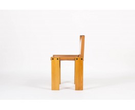 Chaises Afra et Tobia Scarpa modele Monk cuir cognac edition Molteni 1970 set de 6