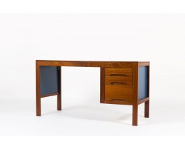 Bureau Andre Sornay acajou et stratifie bleu 1960