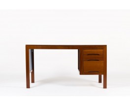 Bureau Andre Sornay acajou et stratifie bleu 1960