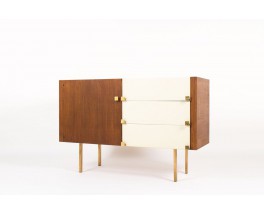 Commode Roger Landault skai blanc et laiton edition Regy 1960 