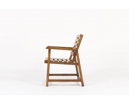 Fauteuil en chene à latte forme libre 1950