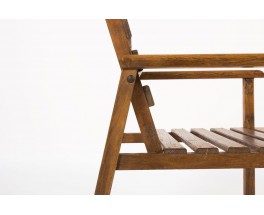 Fauteuil en chene à latte forme libre 1950