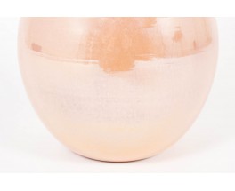 Lampe en ceramique rose et abat-jour beige 1950