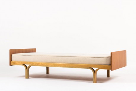 Lit de repos Joseph Andre Motte frene et acajou edition Charron 1950