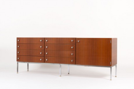 Enfilade Luigi Bartolini en acajou et poignees chrome 1960