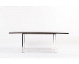 Table de repas grand modele 6 personnes palissandre et acier design danois 1960