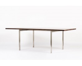 Table de repas grand modele 6 personnes palissandre et acier design danois 1960