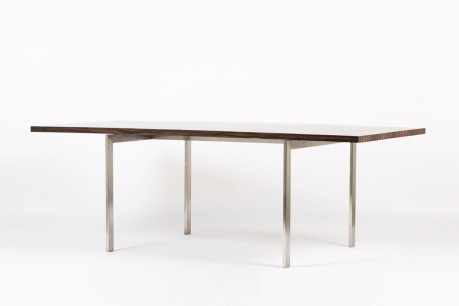Table de repas grand modele 6 personnes palissandre et acier design danois 1960