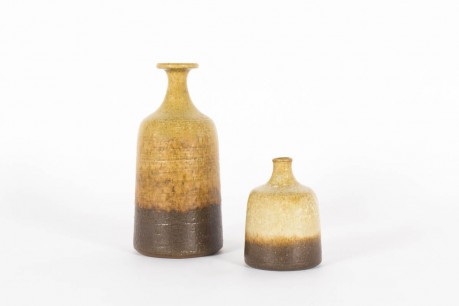 Vases Rudi Stahl Studio en ceramique marron 1950 set de 2