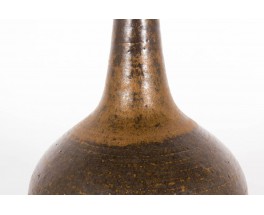 Vase Rudi Stahl Studio en gres marron col long 1970