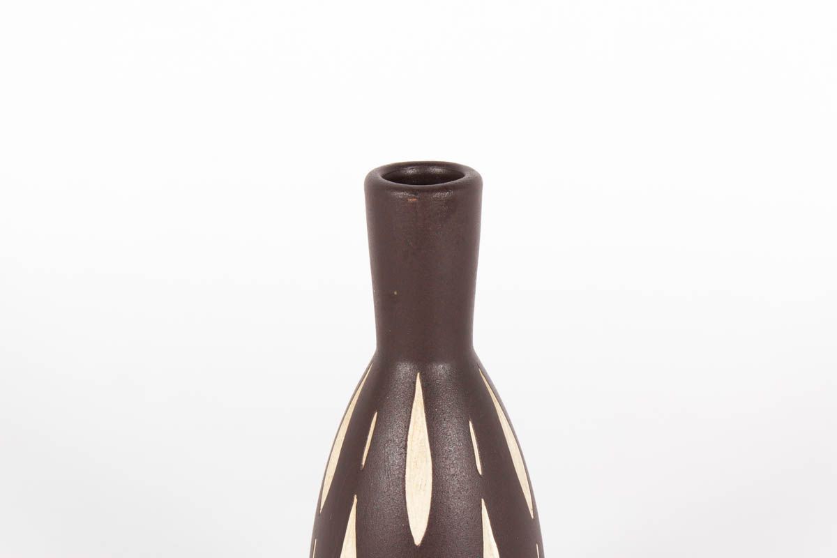 Vase Piesche & Reif en ceramique marron design allemand 1950 