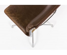 Chaise de bureau Charles et Ray Eames modele Soft Pad EA 205 cuir marron edition Herman miller 1970