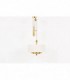 Suspension a contrepoids en metal dore et abat-jour tissu beige 1950