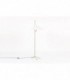 Lampadaire tripode metal gris et laiton abat-jour blanc 1950