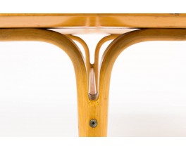 Tables basses Bruno Mathsson modele a pieds fendus en loupe de bouleau design suedois 1950 set de 2