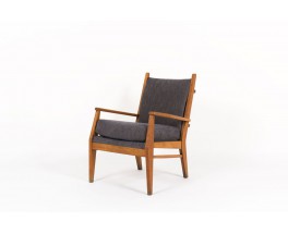 Fauteuil en hetre et velours avec mecanisme Free-Span 1950