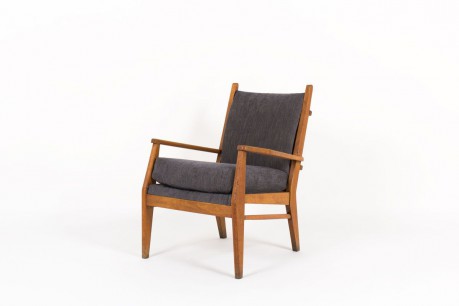 Fauteuil en hetre et velours avec mecanisme Free-Span 1950