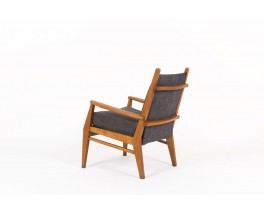 Fauteuil en hetre et velours avec mecanisme Free-Span 1950