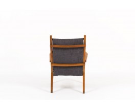 Fauteuil en hetre et velours avec mecanisme Free-Span 1950