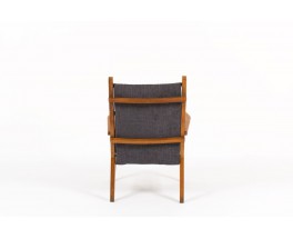 Fauteuil en hetre et velours avec mecanisme Free-Span 1950