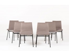 Chaises Pierre Paulin tissu gris edition Meuble TV 1950 set de 6