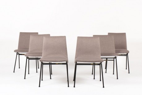 Chaises Pierre Paulin tissu gris edition Meuble TV 1950 set de 6