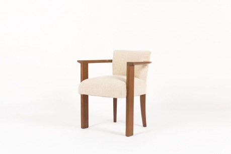 Fauteuil en acajou et lin beige design Art Deco 1930