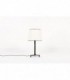 Lampe Jacques Adnet en cuir pique sellier noir abat-jour beige 1955