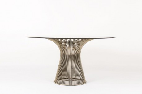 Table de repas ronde Warren Platner 6 personnes plateau verre edition Knoll 1970