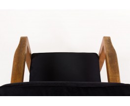 Fauteuil en chene et tissu velours noir 1950