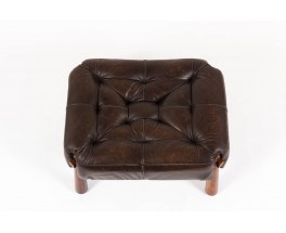 Fauteuil et repose pieds Percival Lafer en cuir marron 1950